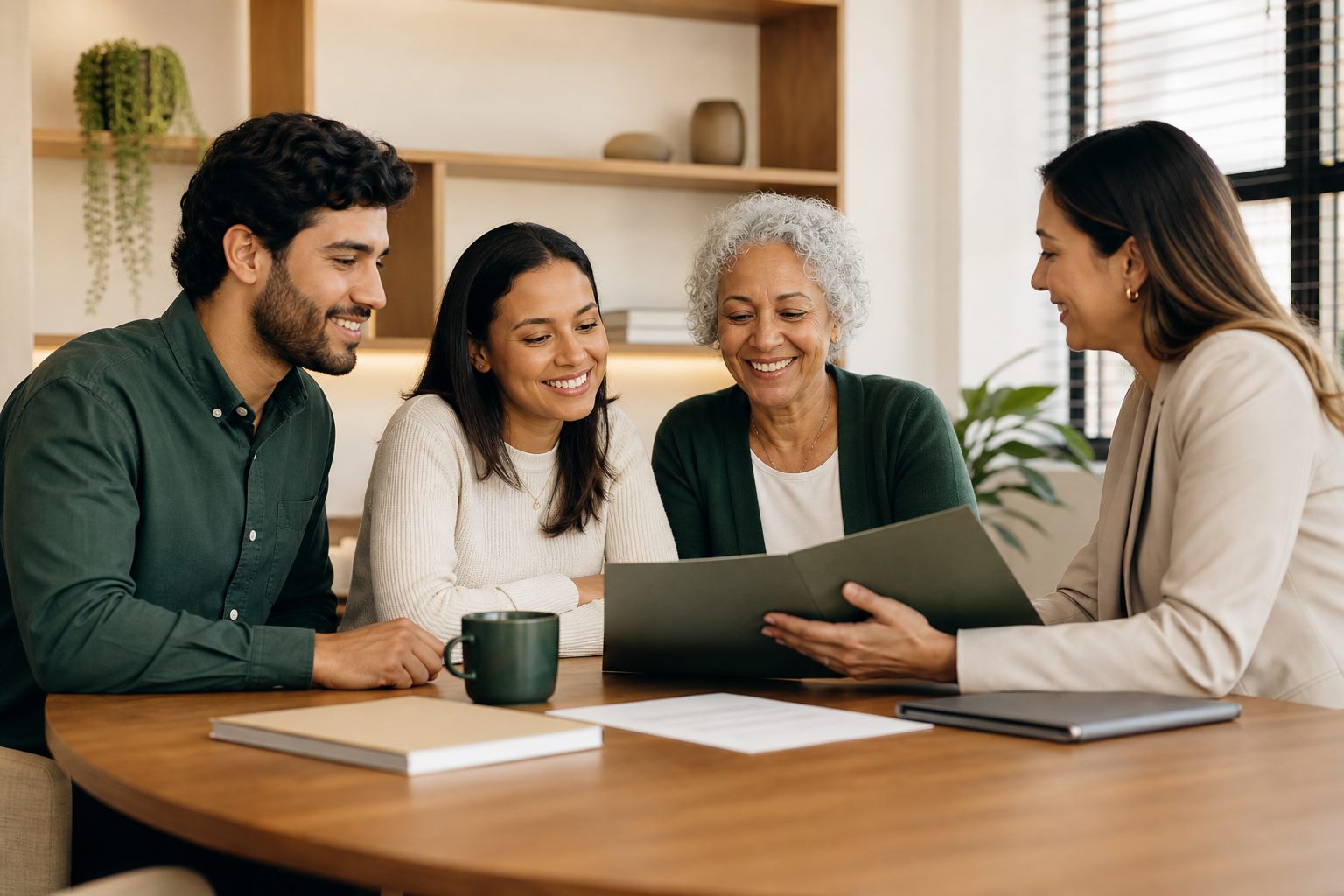 Familiares e beneficiários em análise com uma consultora